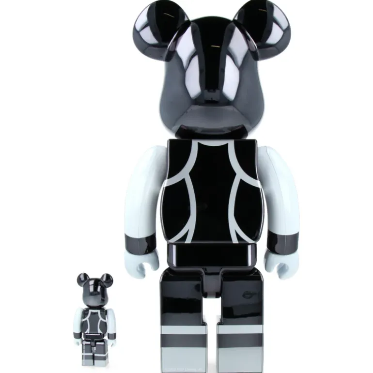 100% & 400% Bearbrick Kiss Catman Chrome Ver.