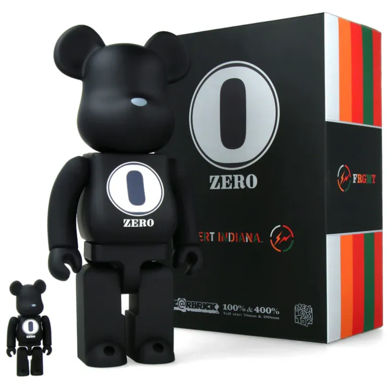 400% + 100% Bearbrick Robert Indiana X Fragmentdesign - Black