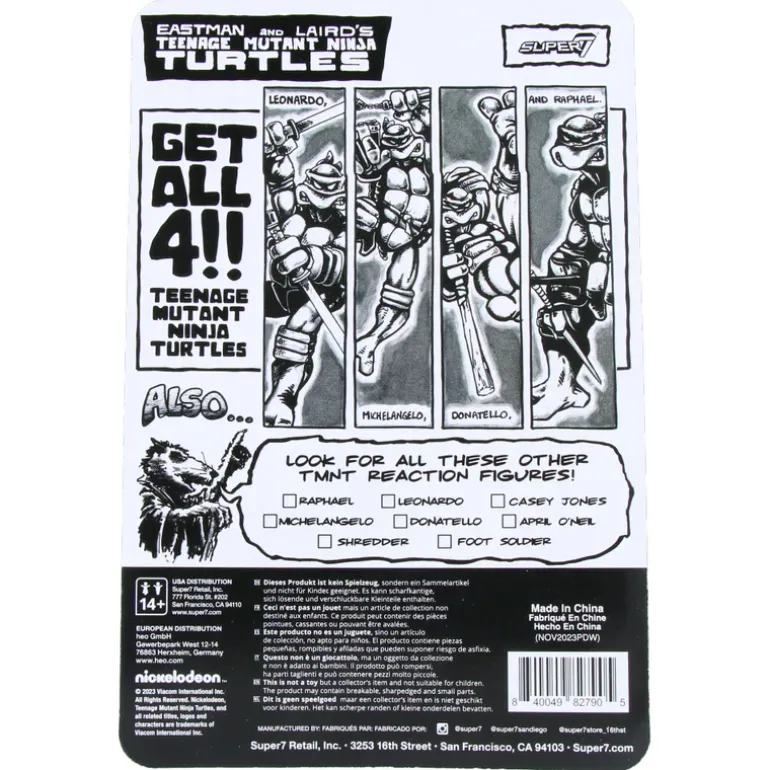 Leonardo (Comic Greyscale) - Teenage Mutant Ninja Turtles - ReAction Figures Wave 9